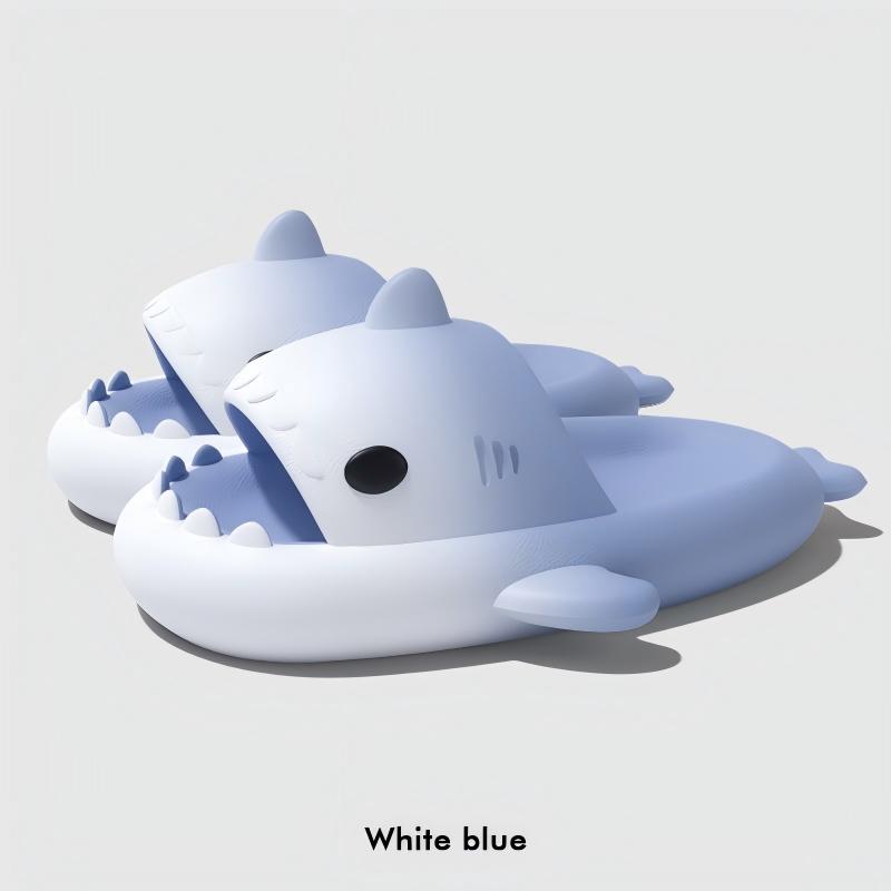 White Black Shark Slides